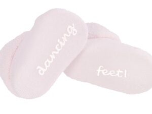 Sokjes 10 cm met tekst dancing feet pink BamBam