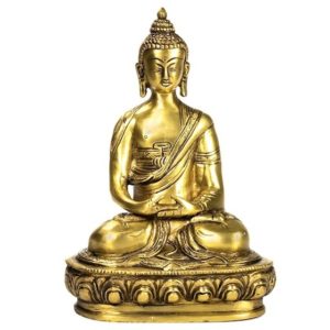 Boeddha Amithaba beeld Goud 20cm messing