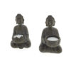 Boeddha meditatie waxinelichthouder houtlook 9x14x9cm