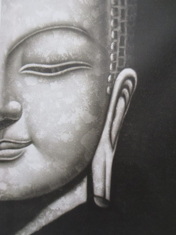 Boeddha schilderij gezicht 30x40cm.