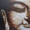 Boeddha schilderij half gezicht 30x40cm.
