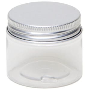 Cosmeticapot transparant, pet pot rond + aluminium schroefdeksel 50 ml