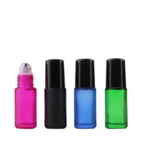 Gekleurde parfumrollers 5ml – Essentiële olie rollerflesjes dik glas (4 stuks)