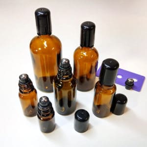 Roller inzet + dop olie flesjes din18 schroefhals Ø 18mm, parfumroller rvs roller bal + schroefdop zwart