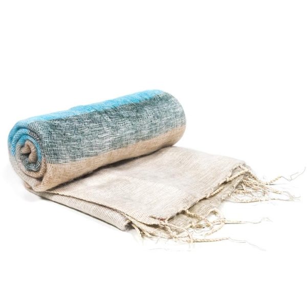 Meditatie omslagdoek crème strepen 200x80cm
