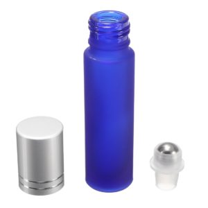 Parfumroller fles blauw glas 10ml – Essentiële olie rollerflesjes rvs roller (5 stuks)