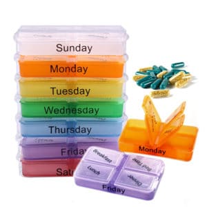 Pillendoosjes 7 dagen week organizer – pillen medicijnen box 4 vakjes