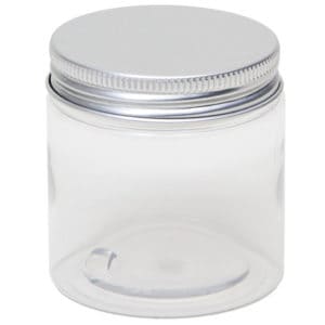 Potten transparant, cosmetica pet pot rond + aluminium schroefdeksel 100 ml