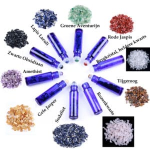 Roller flesjes edelstenen blauw glas 10ml essentiële olie parfumrollers