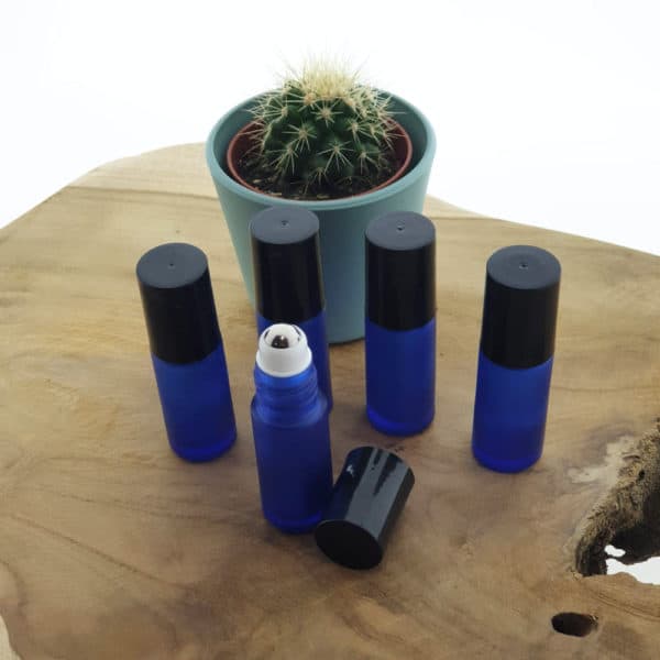 Rollerflesjes 5ml blauw glas parfumroller essentiële olie + rvs roller inzet