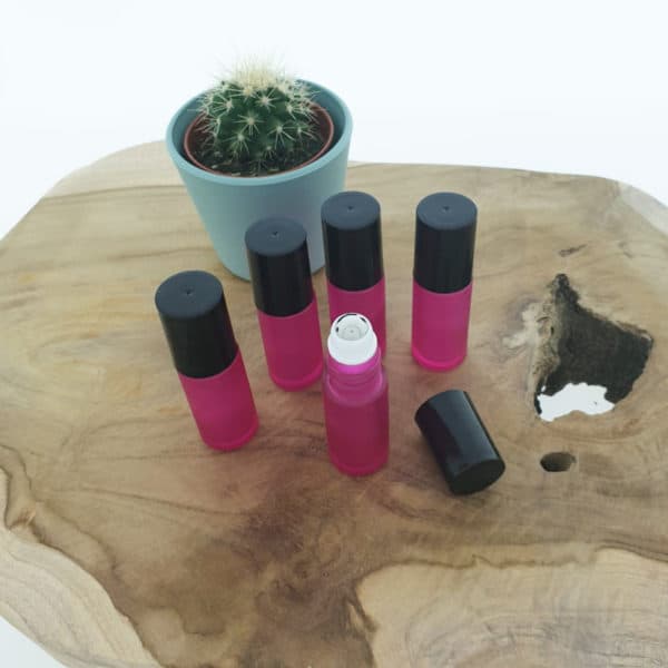 Rollerflesjes 5ml roze glas parfumroller essentiële olie + rvs roller inzet