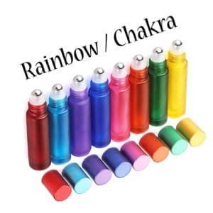 Rollerflesjes regenboog Chakra kleuren 10ml parfumrollers dik glas (8 stuks)