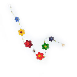 Slinger mobiel bloemen 98 cm suncatcher geschilderd glas