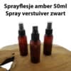 Sprayflesje pet amber 50ml - kunststof fles bruin spray pomp verstuiver zwart
