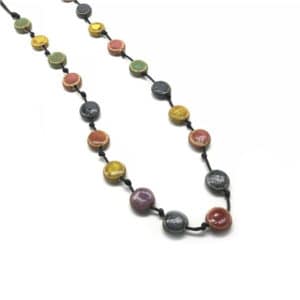 Stenen halsketting rond multicolor keramiek