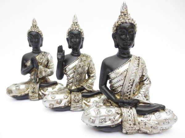 Thaise meditatie Boeddha set 3 stuks 11,5 cm.