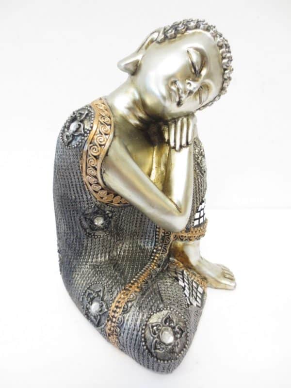 Thaise meditatie Boeddha zilver brons 17 cm.