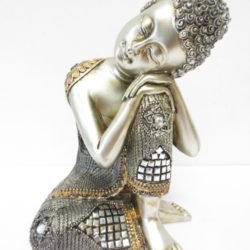 Thaise meditatie Boeddha zilver brons 28 cm.