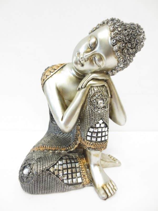 Thaise meditatie Boeddha zilver brons 17 cm.