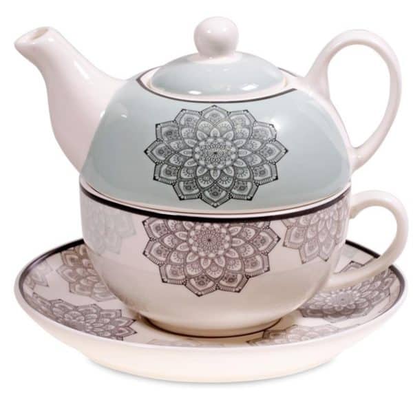 Theepotje Tea for One Mandala grijs