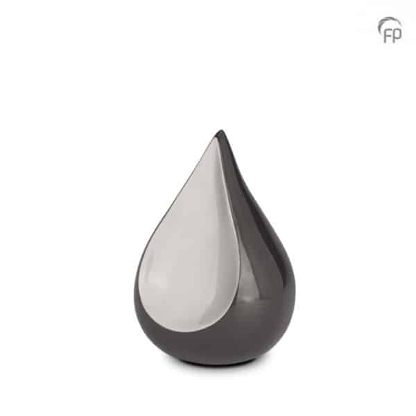 Urn Traan Klein Grijs Zilver Metaal Teardrop 0,70 Liter