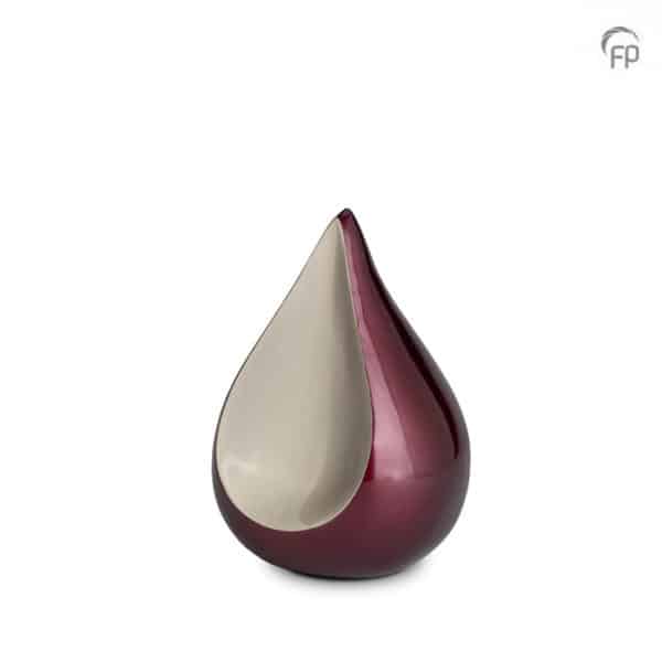Urn Traan klein Bordeaux Zilver Metaal Teardrop 0,70 Liter