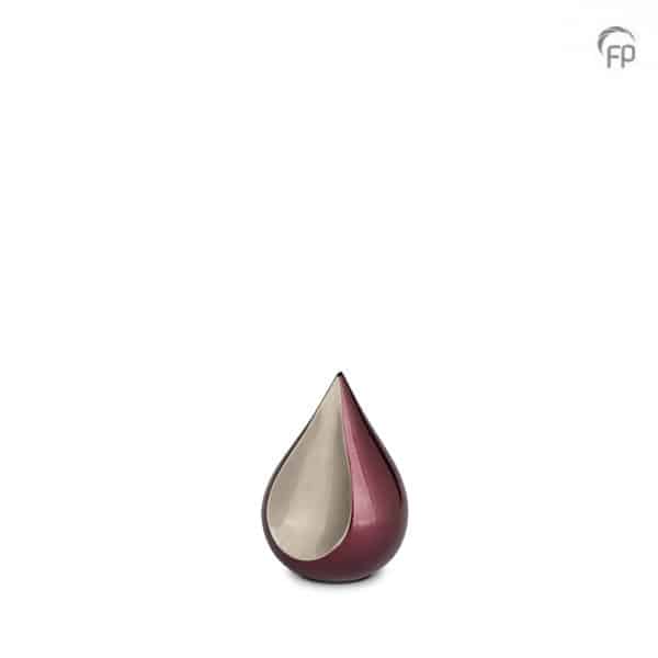 Urn Traan Mini Bordeaux Zilver Metaal keepsake Teardrop 0,15 Liter