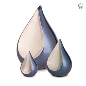 Urn Traan klein Blauw Zilver Metaal Teardrop 0,70 Liter