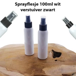 Wit plastic sprayflesje spray verstuiver pomp leeg navulbaar 100ml.